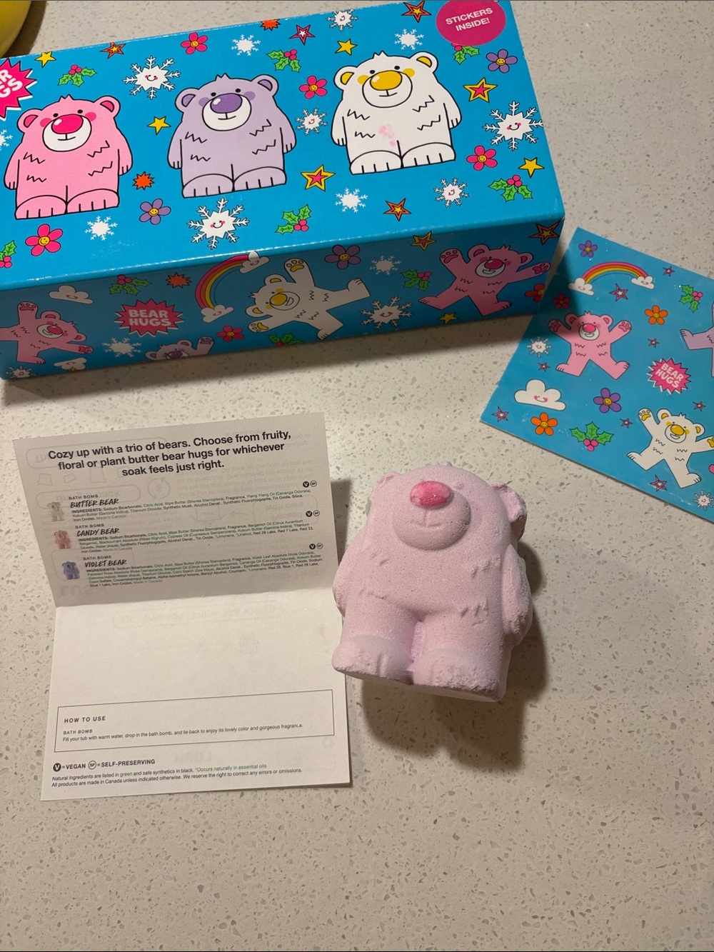Lush Bear Hugs Pink Candy Bear with stickers